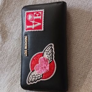 Love Moschino Stamp Applique Zip Around Wallet "used"